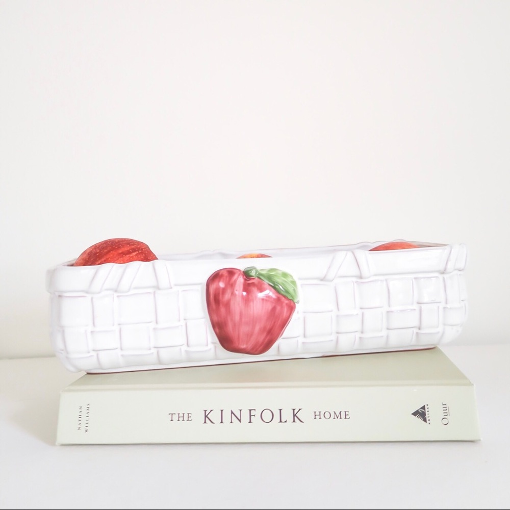 Vintage Hand Painted Ceramic Apple Rectangular Bowl 🍎
